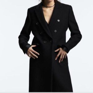 Zara Tailored Fit Wool Gabardine Double Breasted Coat XS